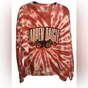 Lauren Daigle‎ Tie Dye Sweat Shirt Size 2x Floral Front Oversized Warm Preppy